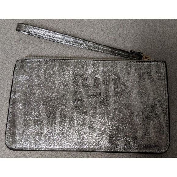 Neiman Marcus Handbags - NEW~Neiman Marcus Silver Metallic Fabric Wristlet/Bag/Pouch
